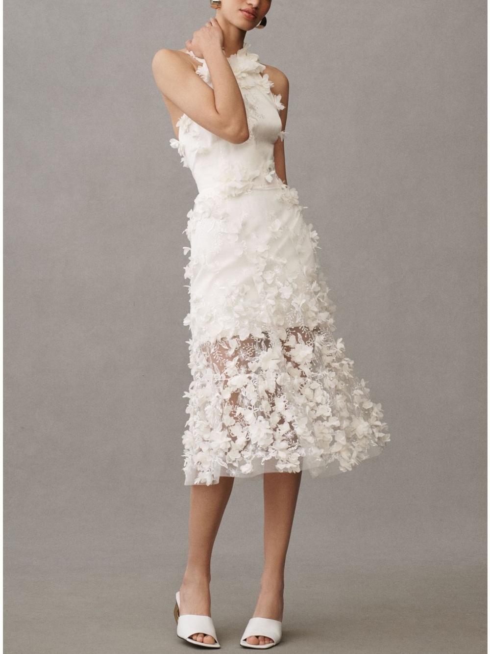 Camilla Halter 3D Floral Midi Dress